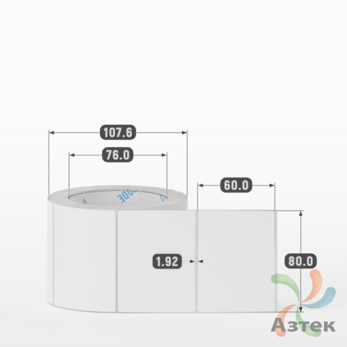 Этикетка самоклеящаяся 80х60 (рядов 1 по 500 шт) Полипропилен матовый в рулоне, втулка 76 мм (к) IQ code