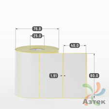Термотрансферная этикетка 80х40 (рядов 1 по 700 шт) Полуглянец в рулоне, втулка 25 мм (к) IQ code