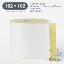 Термотрансферная этикетка 102х102 (рядов 1 по 700 шт) Полуглянец в рулоне, втулка 40 мм (к) IQ code