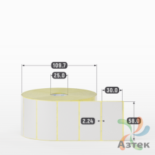 Термотрансферная этикетка 58х30 (рядов 1 по 2 000 шт) Полуглянец в рулоне, втулка 25 мм (к) IQ code