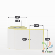 Термоэтикетка 58х40 (рядов 1 по 300 шт) Termo TOP, втулка 25 мм (к) IQ code (подходит для Вайлдберриз)