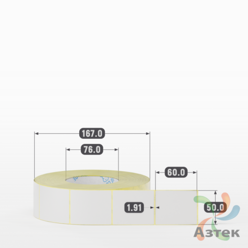 Термотрансферная этикетка 50х60 (рядов 1 по 2 000 шт) Полуглянец в рулоне, втулка 76 мм (к) IQ code