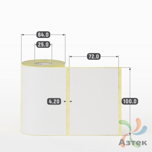Термоэтикетка ЭКО 100х72 (рядов 1 по 250 шт)  в рулоне, втулка 25 мм (к) IQ code