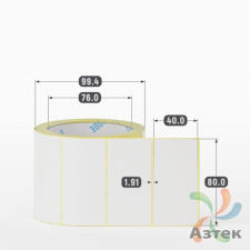 Термоэтикетка ЭКО 80х40 (рядов 1 по 500 шт)  в рулоне, втулка 76 мм (к) IQ code