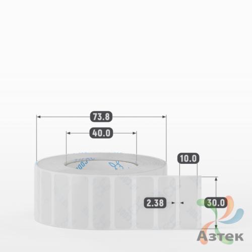 Этикетка самоклеящаяся 30х10 (рядов 1 по 2 000 шт) Прозрачный полипропилен в рулоне, втулка 40 мм (к) IQ code