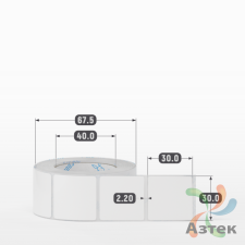 Этикетка самоклеящаяся 30х30 (рядов 1 по 500 шт) Полипропилен белый в рулоне, втулка 40 мм (к)  	