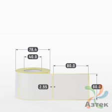 Термотрансферная этикетка 60х80 (рядов 1 по 300 шт) Полуглянец в рулоне, втулка 40 мм (к) IQ code