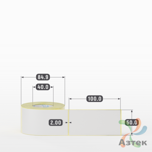 Термотрансферная этикетка 50х100 (рядов 1 по 300 шт) Полуглянец в рулоне, втулка 40 мм (к) IQ code