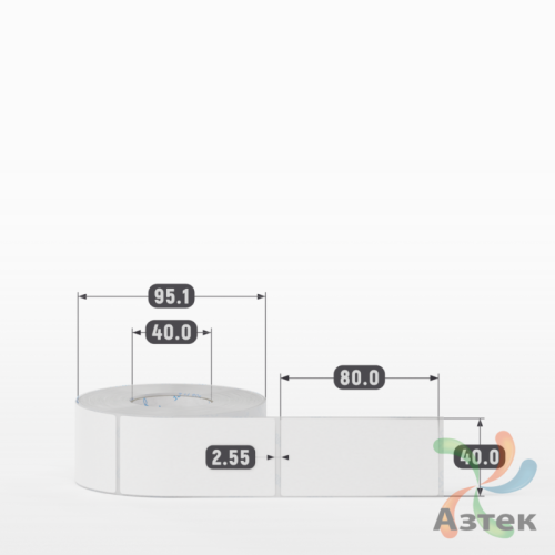 Этикетка самоклеящаяся 40х80 (рядов 1 по 500 шт) Полипропилен матовый в рулоне, втулка 40 мм (к) IQ code