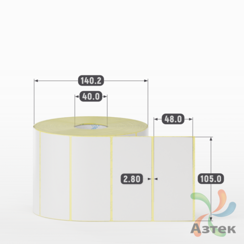 Термотрансферная этикетка 105х48 (рядов 1 по 2 000 шт) Полуглянец в рулоне, втулка 40 мм (к) IQ code