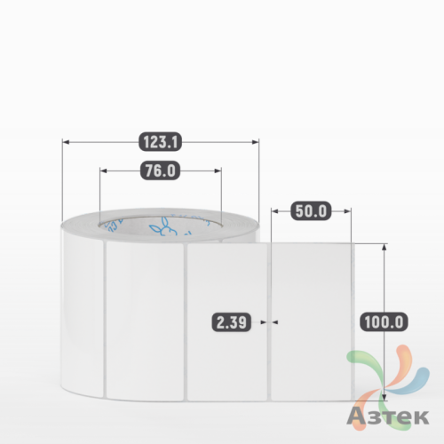 Этикетка самоклеящаяся 100х50 (рядов 1 по 1 000 шт) Полипропилен белый в рулоне, втулка 76 мм (к) IQ code 	