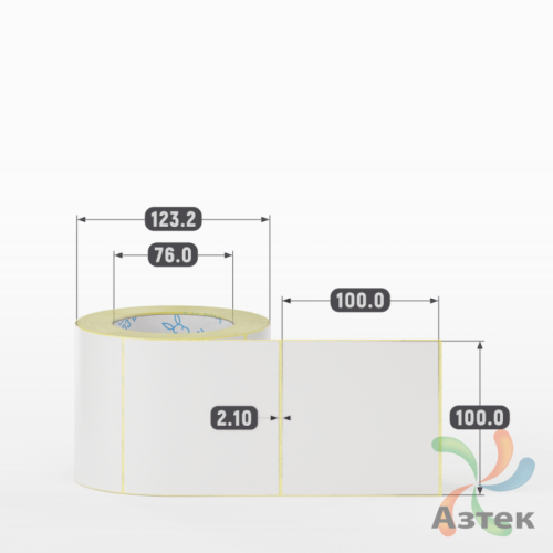 Термотрансферная этикетка 100х100 (рядов 1 по 500 шт) Полуглянец в рулоне, втулка 76 мм (к) IQ code