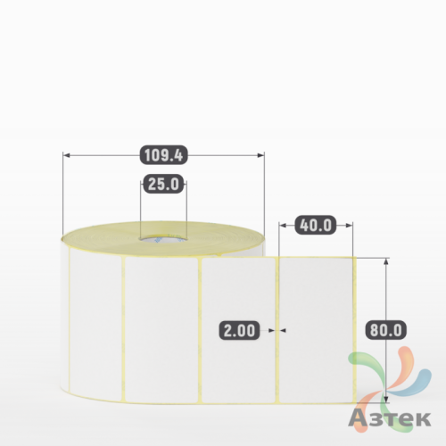 Термоэтикетка ЭКО 80х40 (рядов 1 по 1 500 шт)  в рулоне, втулка 25 мм (к) IQ code