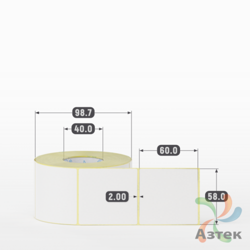 Термоэтикетка ТОП 58х60 (рядов 1 по 700 шт)  в рулоне, втулка 40 мм (к) IQ code