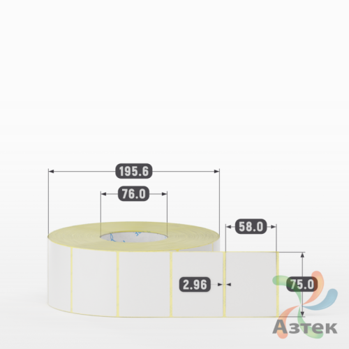 Термотрансферная этикетка 75х58 (рядов 1 по 3 000 шт) Полуглянец в рулоне, втулка 76 мм (к) IQ code