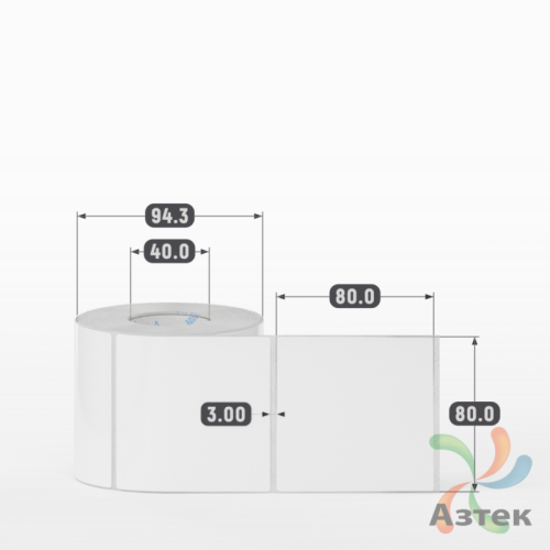 Этикетка самоклеящаяся 80х80 (рядов 1 по 500 шт) Полипропилен белый в рулоне, втулка 40 мм (к) IQ code 	