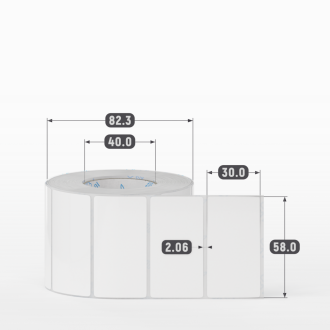 Этикетка самоклеящаяся 58х30 (рядов 1 по 900 шт) Полипропилен белый в рулоне, втулка 40 мм (к) IQ code