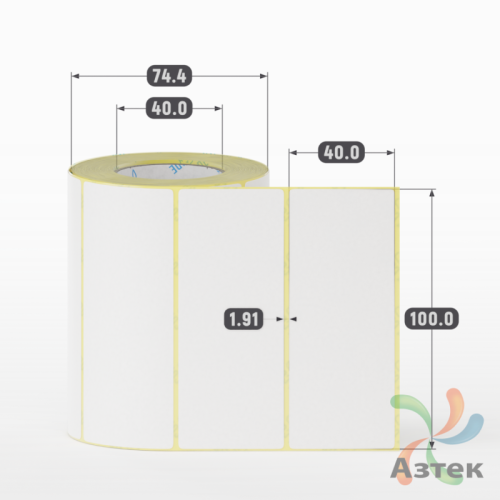 Термоэтикетка ЭКО 100х40 (рядов 1 по 500 шт)  в рулоне, втулка 40 мм (к) IQ code