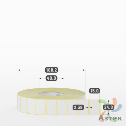 Термотрансферная этикетка 24х15 (рядов 1 по 3 500 шт) Полуглянец в рулоне, втулка 40 мм (к) IQ code