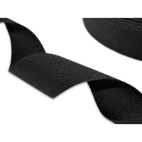 Хлопковая лента имитация с тканным краем 12мм х 100м втулка 40 мм, цвет - черный