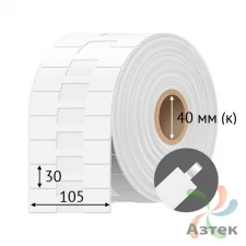Этикетка для кабеля и провода (флажок) 105х30 (рядов 1 по 500 шт) Полипропилен белый гантеля в рулоне, втулка 40 мм (к) IQ code