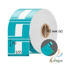 Этикетка для кабеля и провода (флажок) 105х70 (рядов 1 по 500 шт) Полипропилен синий Фигурная в рулоне, втулка 40 мм (к) IQ code