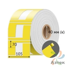 Этикетка для кабеля и провода (флажок) 105х70 (рядов 1 по 500 шт) Полипропилен Желтый Фигурная в рулоне, втулка 40 мм (к) IQ code