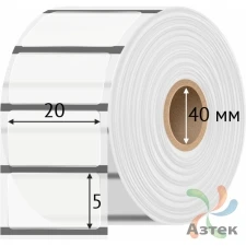 Этикетка самоклеящаяся с печатью 20х5 (рядов 1 по 5 000 шт) Прозрачный полипропилен в рулоне, втулка 40 мм (к) IQ code + Черная метка