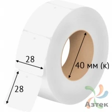 Бирка навесная для кабеля У-153 квадрат 28х28 (рядов 1 по 1 000 шт), Синтетика в рулоне втулка 40 мм (к),  цвет Красный