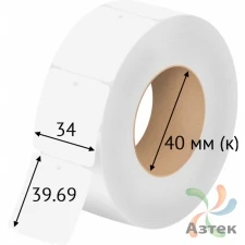 Бирка навесная ювелирная 34х39,69 (рядов 1 по 500 шт), Картон термотрансферный в рулоне втулка 40 мм (к), 