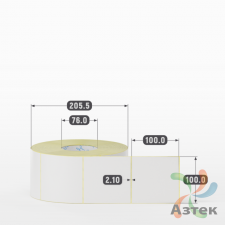 Термотрансферная этикетка 100х100 (рядов 1 по 2 000 шт) Полуглянец в рулоне, втулка 76 мм (к) IQ code
