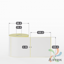 Термотрансферная этикетка 100х100 (рядов 1 по 500 шт) Полуглянец в рулоне, втулка 25 мм (к) IQ code