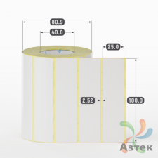 Термотрансферная этикетка 100х25 (рядов 1 по 1 000 шт) Полуглянец в рулоне, втулка 40 мм (к) IQ code