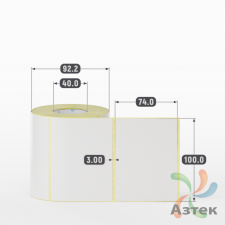 Термотрансферная этикетка 100х74 (рядов 1 по 500 шт) Полуглянец в рулоне, втулка 40 мм (к) IQ code