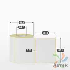 Термотрансферная этикетка 100х80 (рядов 1 по 500 шт) Полуглянец в рулоне, втулка 40 мм (к) IQ code
