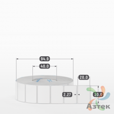 Этикетка самоклеящаяся 30х20 (рядов 1 по 2 000 шт) Полипропилен белый в рулоне, втулка 40 мм (к) IQ code 	