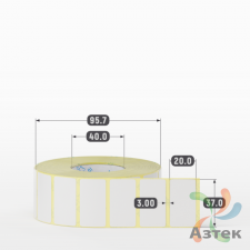 Термотрансферная этикетка 37х20 (рядов 1 по 2 000 шт) Полуглянец в рулоне, втулка 40 мм (к) IQ code