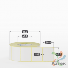 Термотрансферная этикетка 40х30 (рядов 1 по 1 000 шт) Полуглянец в рулоне, втулка 40 мм (к) IQ code