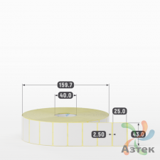 Термотрансферная этикетка 43х25 (рядов 1 по 5 000 шт) Полуглянец в рулоне, втулка 40 мм (к) IQ code