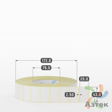 Термотрансферная этикетка 43х25 (рядов 1 по 5 000 шт) Полуглянец в рулоне, втулка 76 мм (к) IQ code