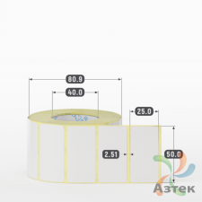 Термотрансферная этикетка 50х25 (рядов 1 по 1 000 шт) Полуглянец в рулоне, втулка 40 мм (к) IQ code