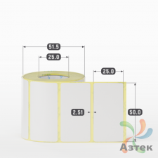 Термотрансферная этикетка 50х25 (рядов 1 по 400 шт) Полуглянец в рулоне, втулка 25 мм (к) IQ code