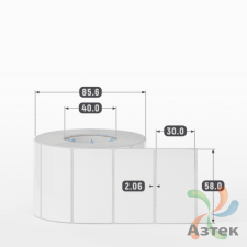 Этикетка самоклеящаяся 58х30 (рядов 1 по 1 000 шт) Полипропилен белый в рулоне, втулка 40 мм (к) IQ code 	