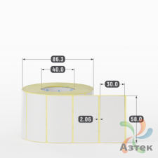 Термотрансферная этикетка 58х30 (рядов 1 по 1 000 шт) Полуглянец в рулоне, втулка 40 мм (к) IQ code