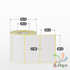 Термотрансферная этикетка 58х30 (рядов 1 по 400 шт) Полуглянец в рулоне, втулка 25 мм (к) IQ code