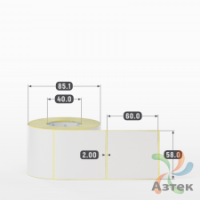 Термотрансферная этикетка 58х60 (рядов 1 по 500 шт) Полуглянец в рулоне, втулка 40 мм (к) IQ code