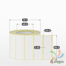 Термоэтикетка ТОП 60х20 (рядов 1 по 1 000 шт)  в рулоне, втулка 40 мм (к) IQ code