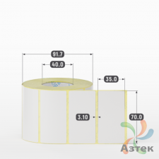 Термотрансферная этикетка 70х35 (рядов 1 по 1 000 шт) Полуглянец в рулоне, втулка 40 мм (к) IQ code