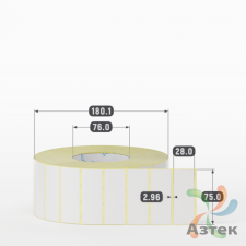 Термотрансферная этикетка 75х28 (рядов 1 по 5 000 шт) Полуглянец в рулоне, втулка 76 мм (к) IQ code