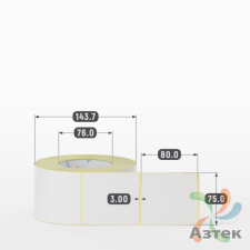 Термотрансферная этикетка 75х80 (рядов 1 по 1 000 шт) Полуглянец в рулоне, втулка 76 мм (к) IQ code